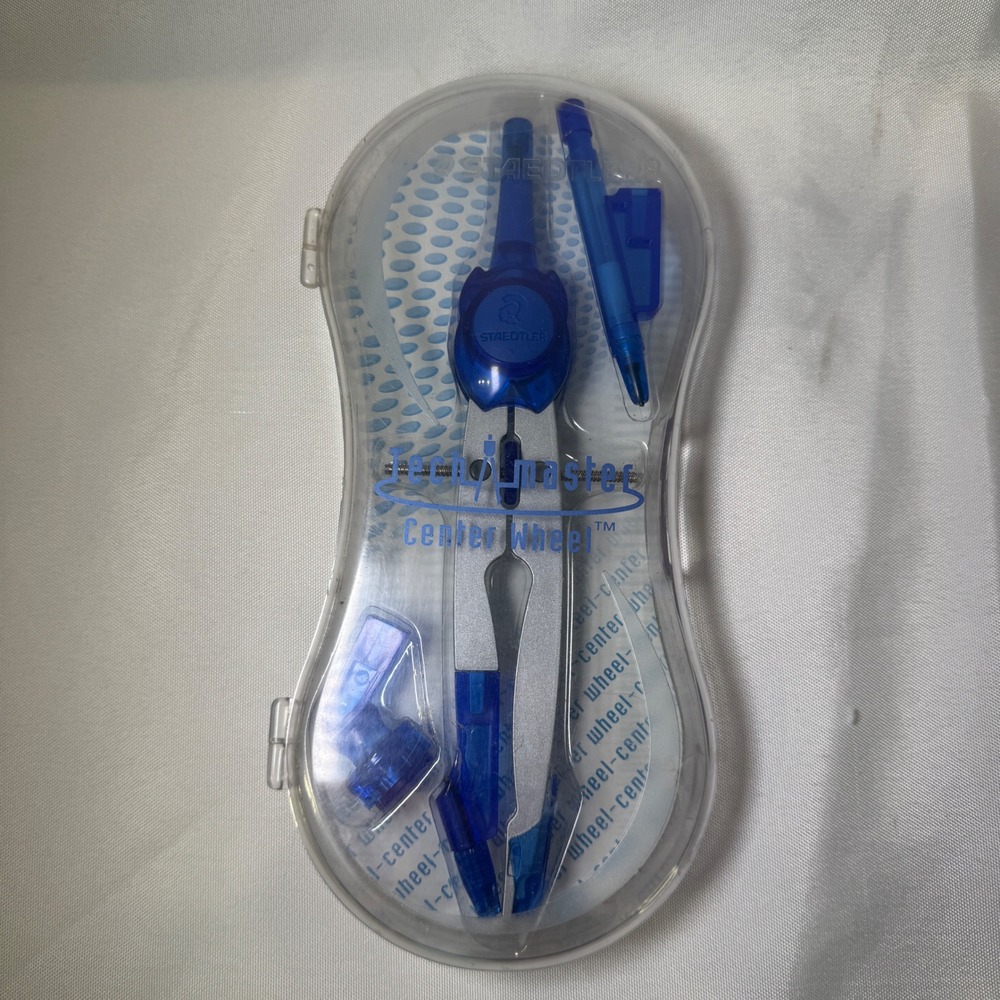 Staedtler TechMaster Center Wheel Compass Set T1SK4 Silver Blue Drafting Tool